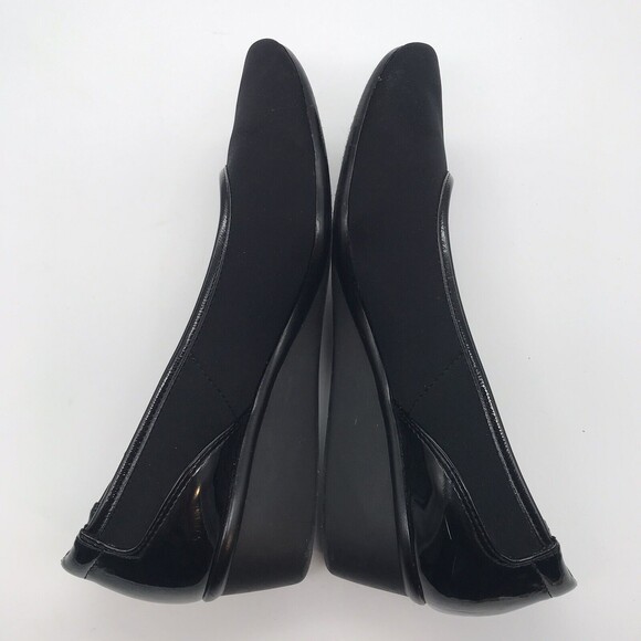 C.P. Company Women's size 9W Black on Black Fabric & Patent Wedge Comfort Shoes - Picture 7 of 9